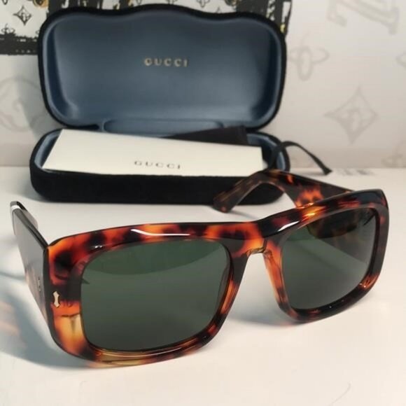 New Authentic Tortoiseshell Square Sunglasses GG1080s 003 - Picture 5 of 12